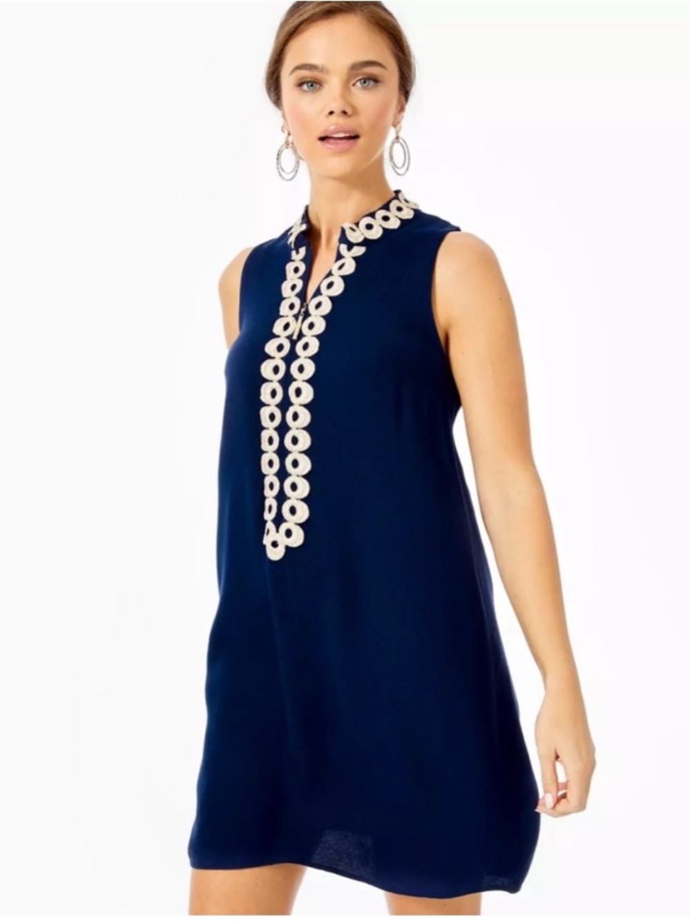 Lilly Pulitzer Navy Jane Shift Dress with Gold Accents size 12